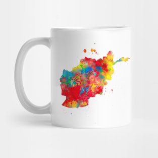 Afghanistan Watercolor Map Painting - Red Mug